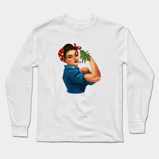 rosie the riveter weed Long Sleeve T-Shirt